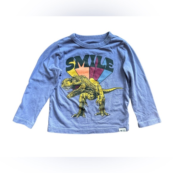 Gap Kids Smile Dino Shirt in Blue Size 2T - Picture 1 of 3